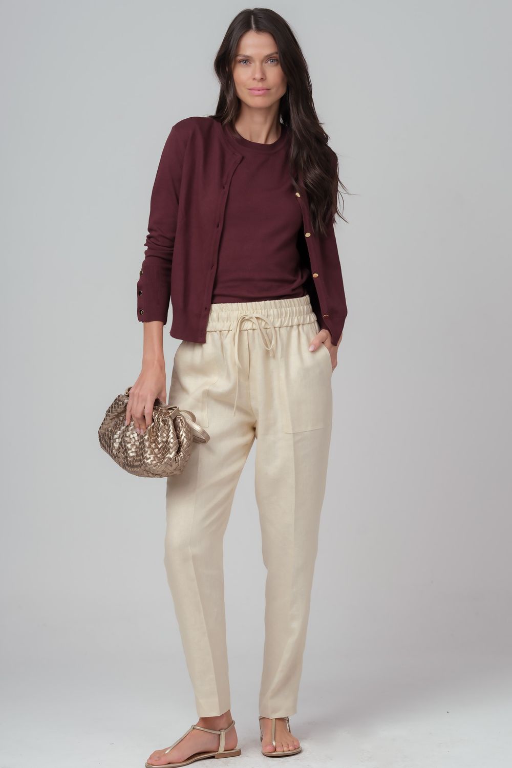 Bolsa em Couro Tresse Dourado Valentina