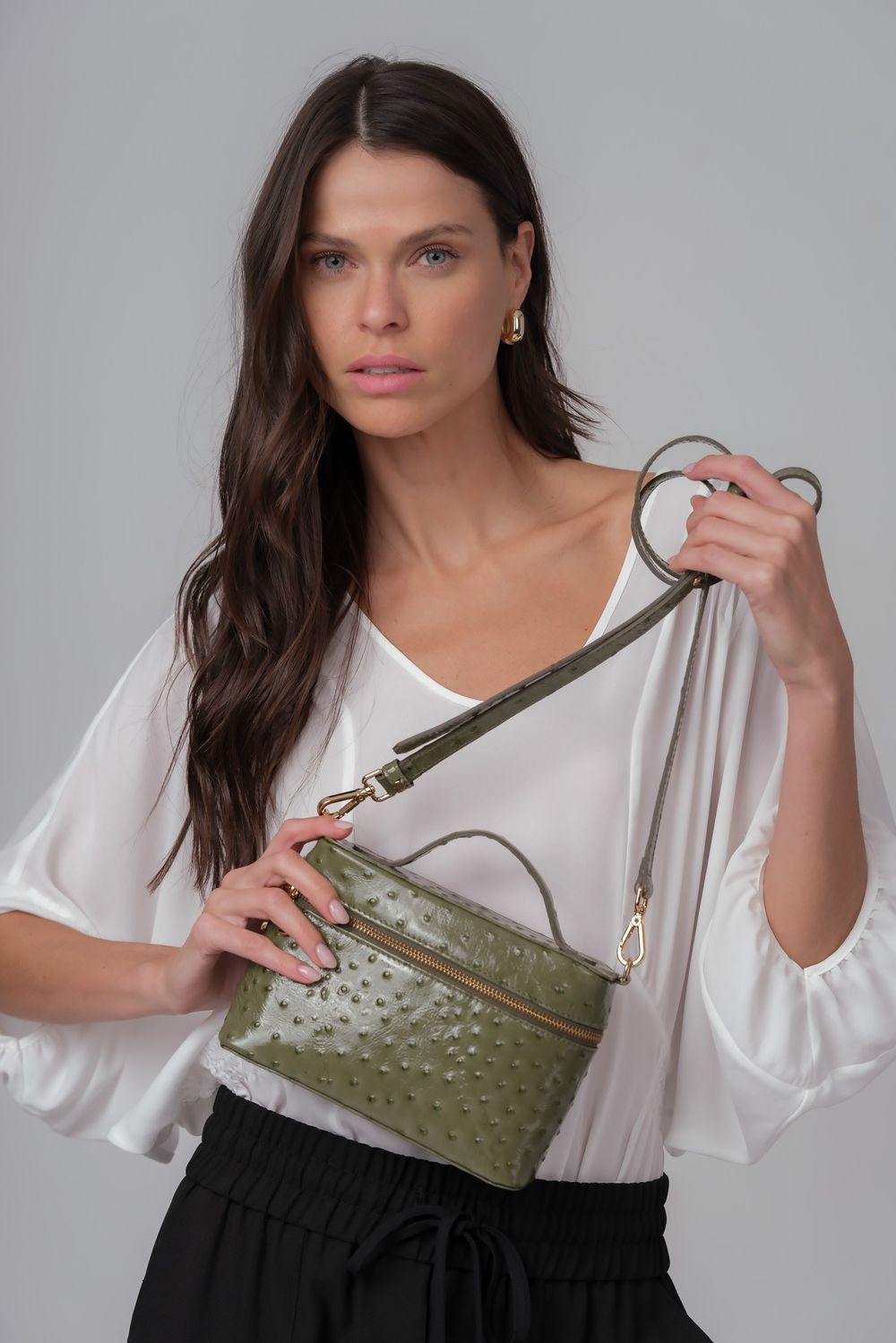 Bolsa Quadrada em Couro Pistache Vitoria