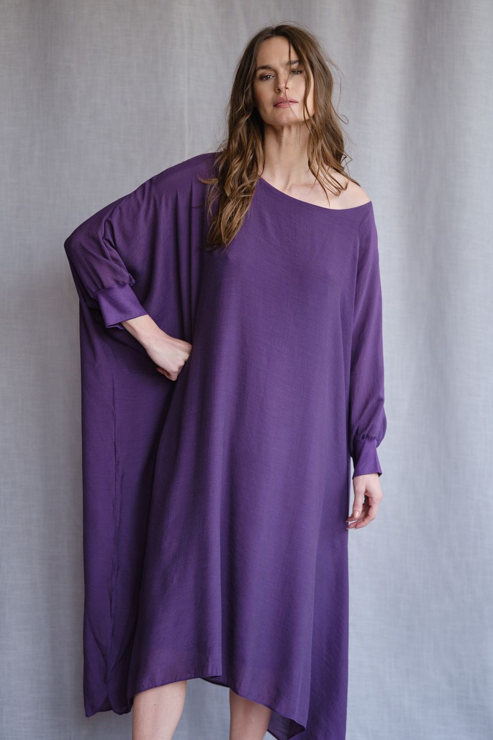 Vestido Musseline Roxo Valentina