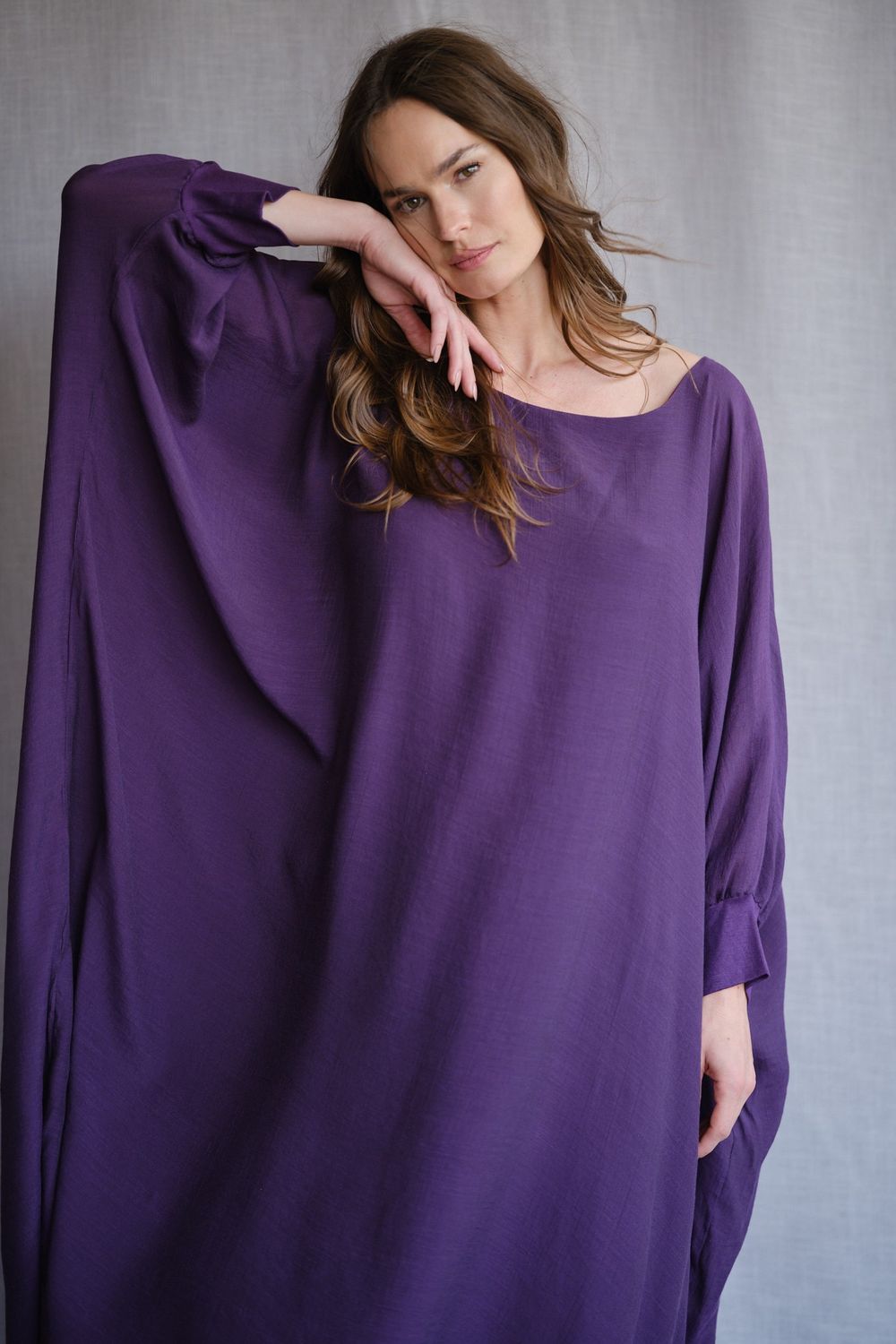 Vestido Musseline Roxo Valentina