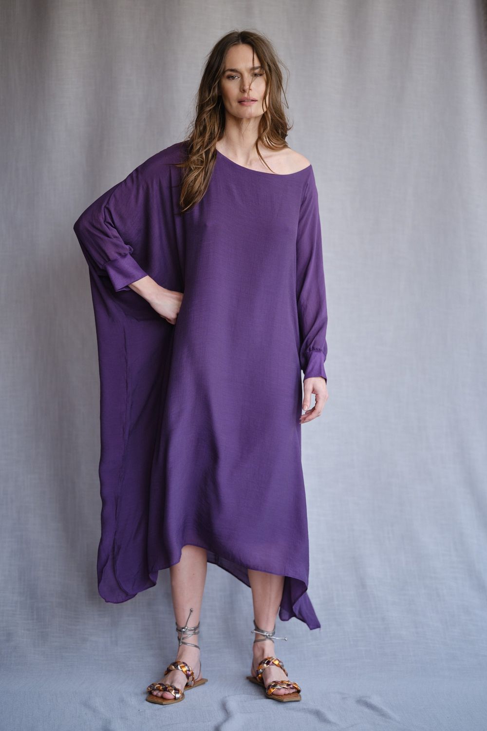 Vestido Musseline Roxo Valentina
