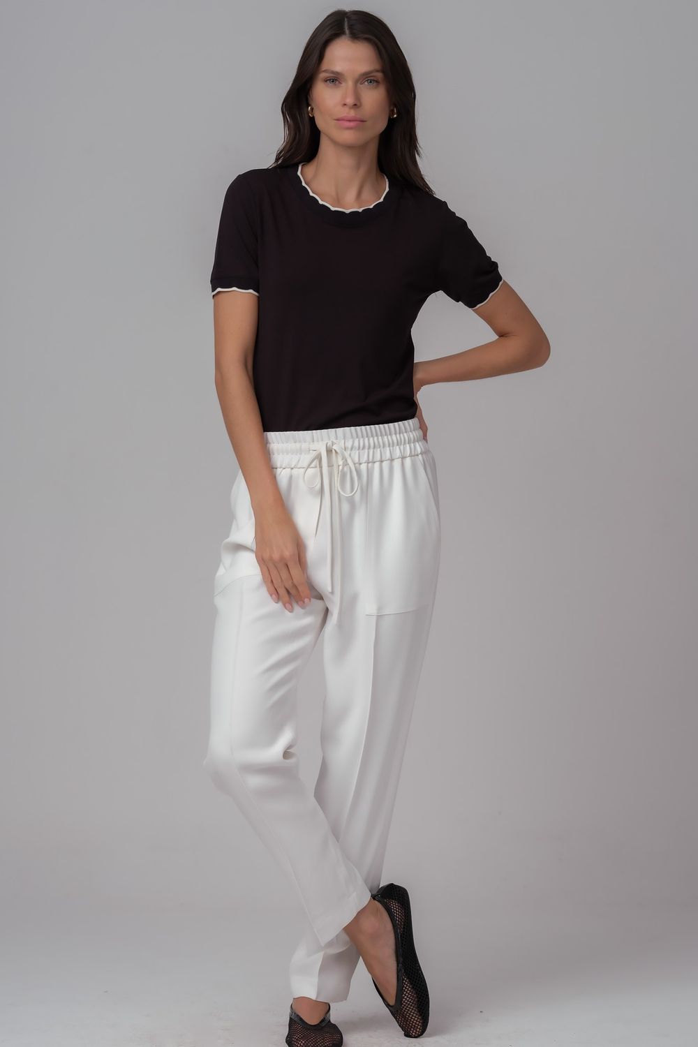Calça Jogging Crepe Patou Off White Leticia
