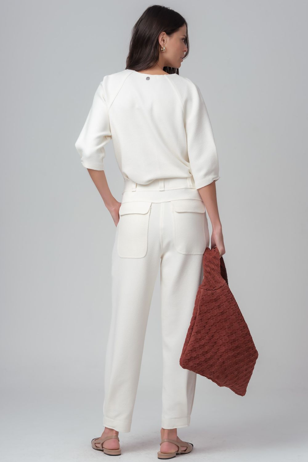 Blusa Malha Boucle Off White Wchy