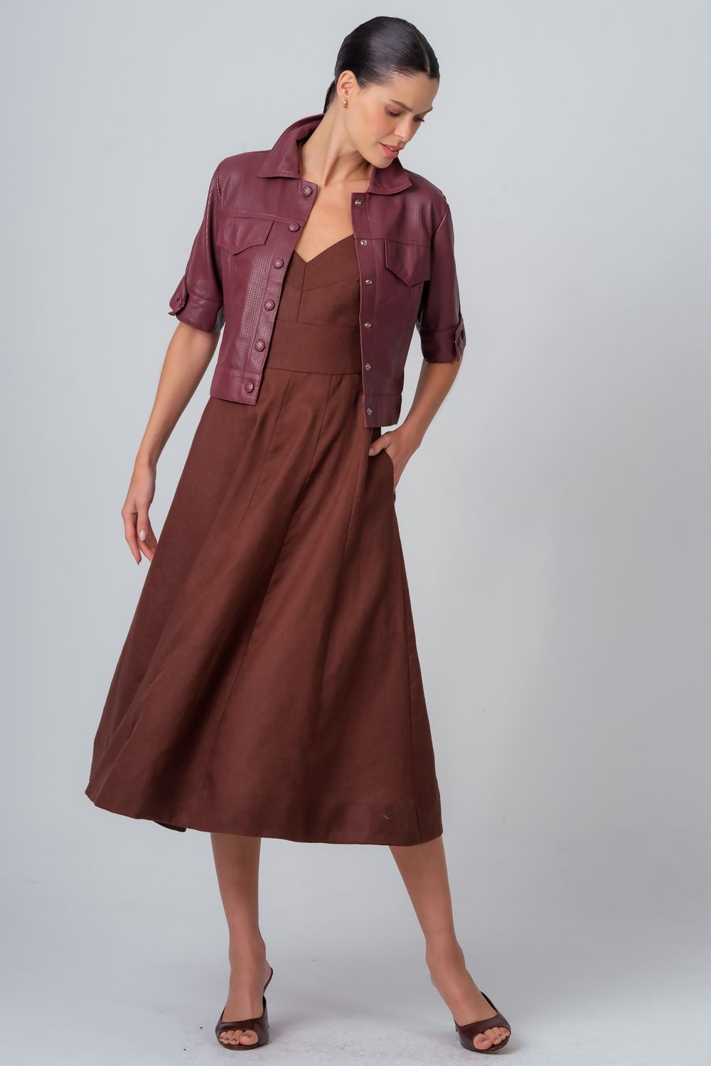 Camisa Cropped Couro Granada Joana