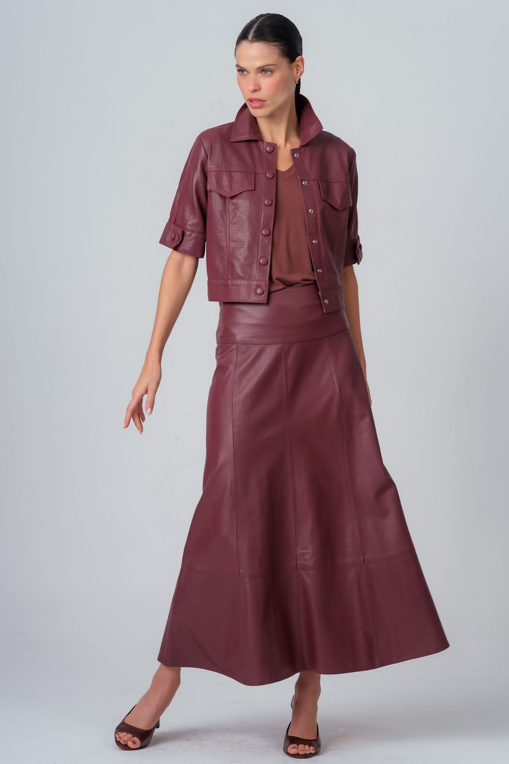 Camisa Cropped Couro Granada Joana