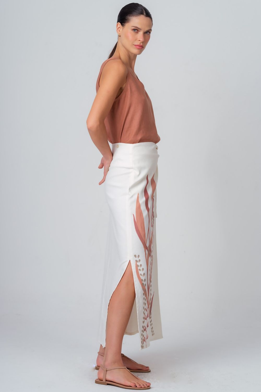 Saia Viscolinho Branco Alicia