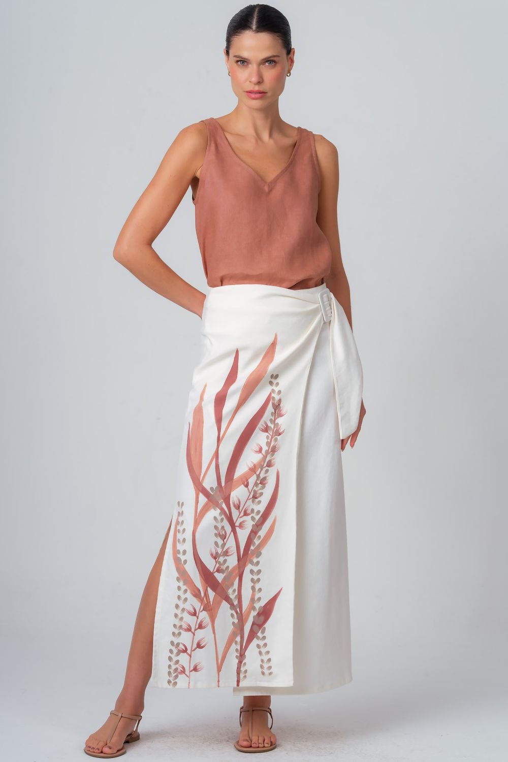 Saia Viscolinho Branco Alicia