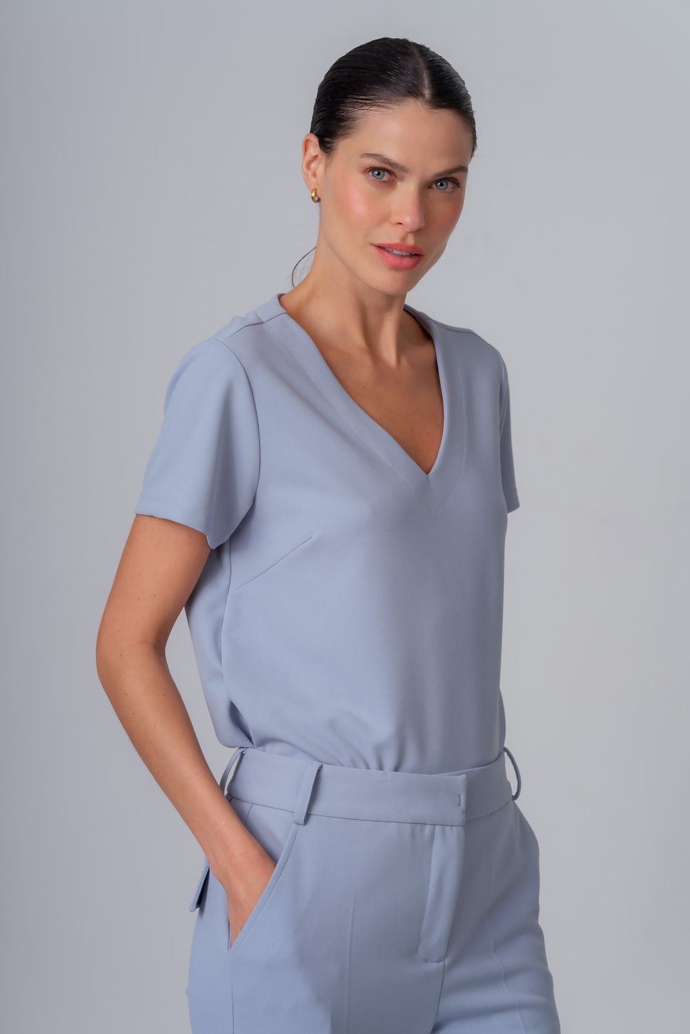 Camiseta Malha Azul Livia