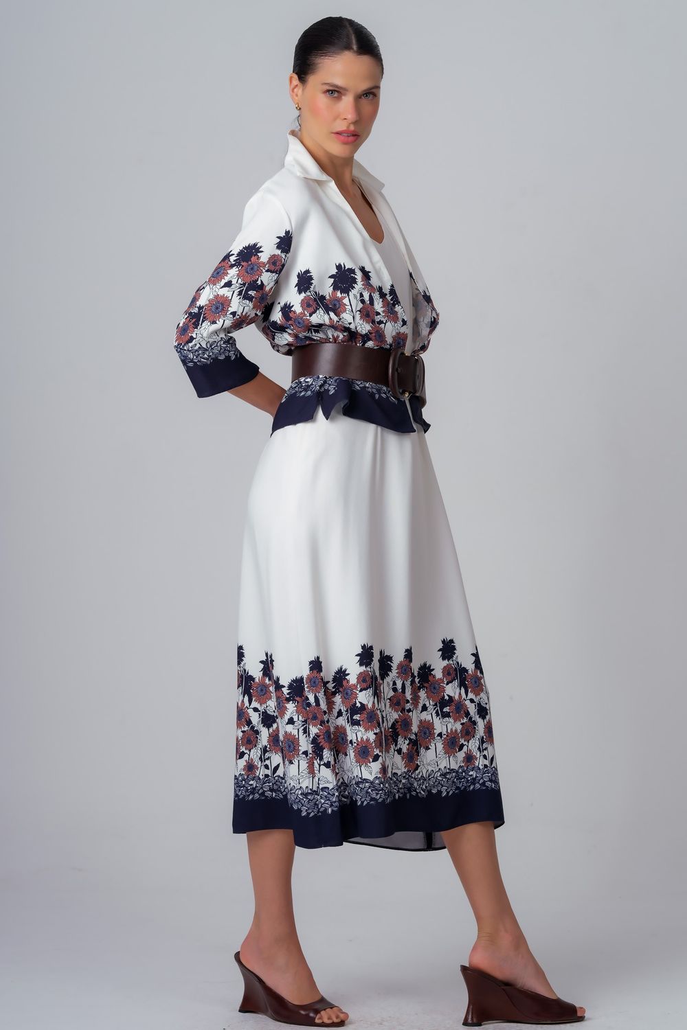 Vestido Viscose Estampa Girassóis Sara