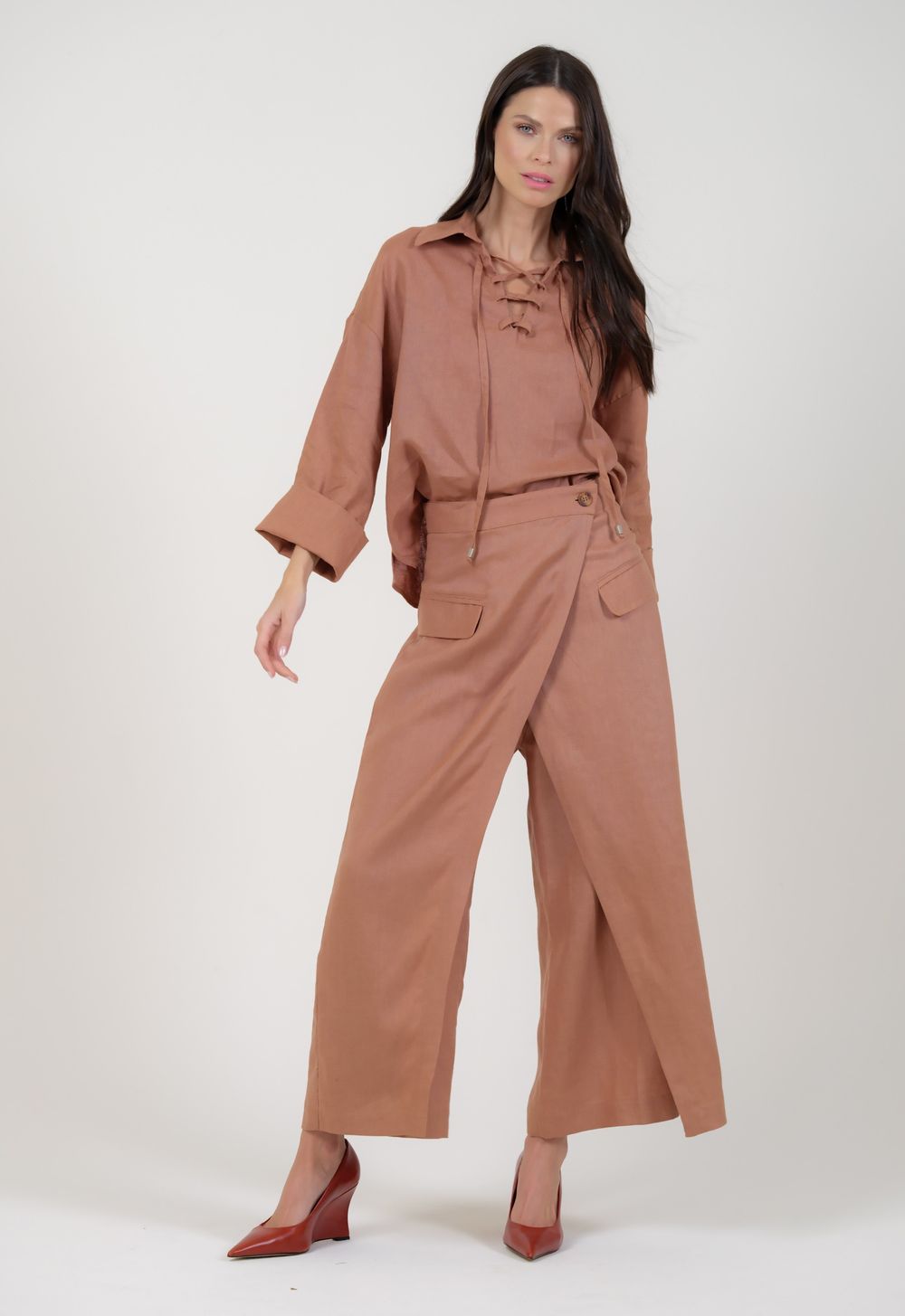 Calça Linho Camel Tiffany