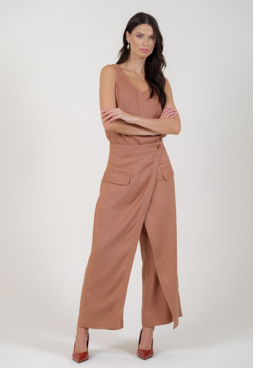 Calça Linho Camel Tiffany