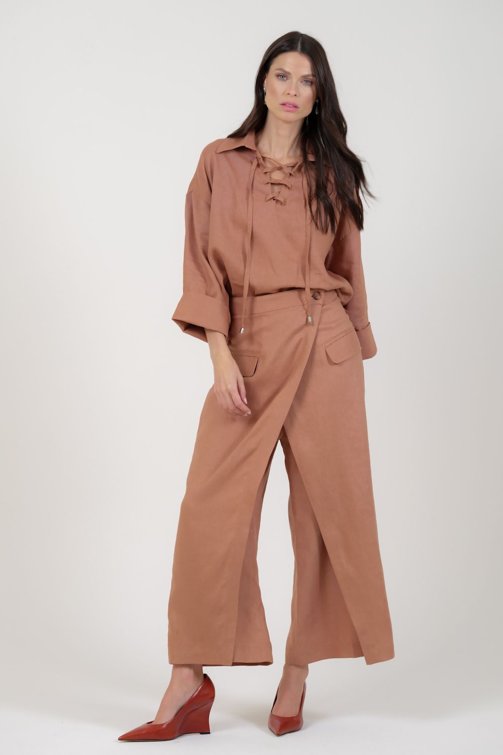 Calça Linho Camel Tiffany