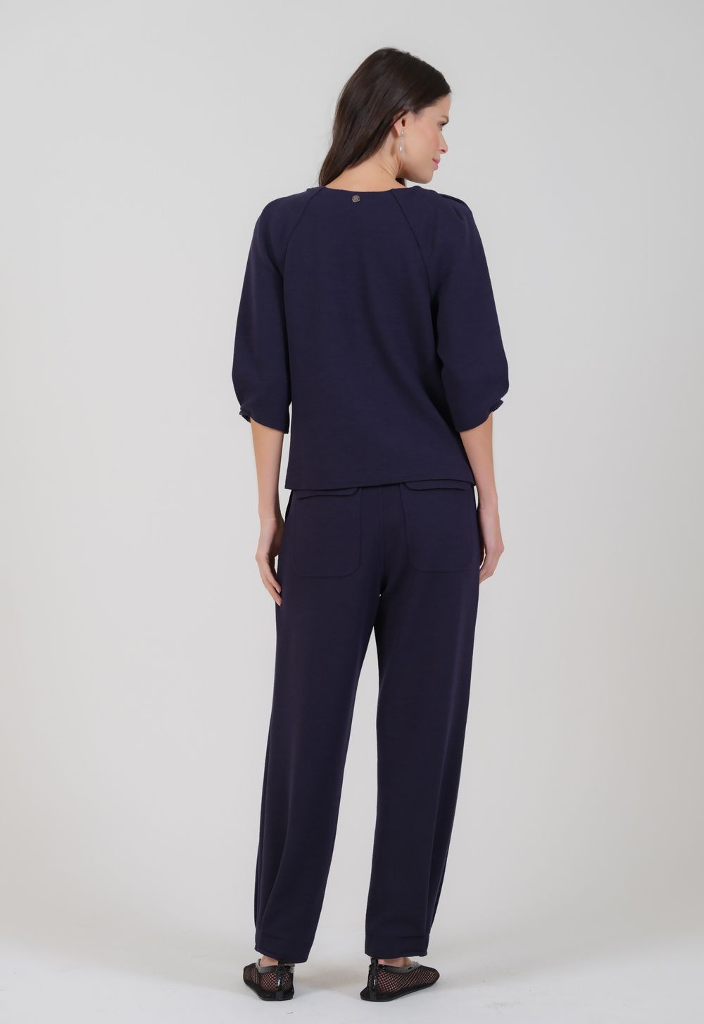 Calça Malha Boucle Marinho Wchy