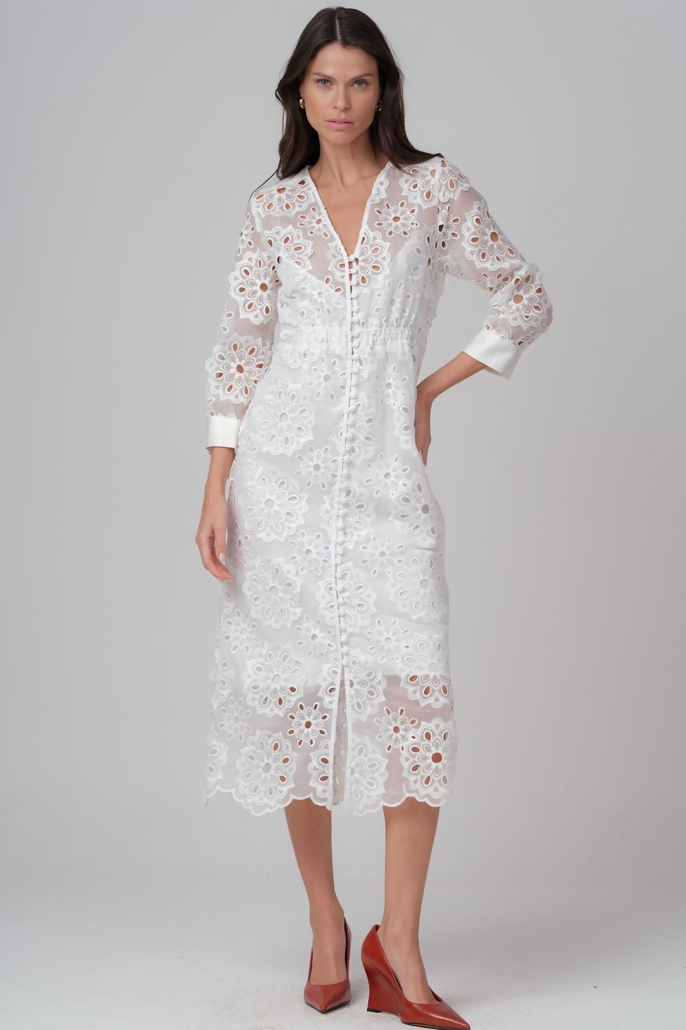 Vestido Bordado Branco Olivia