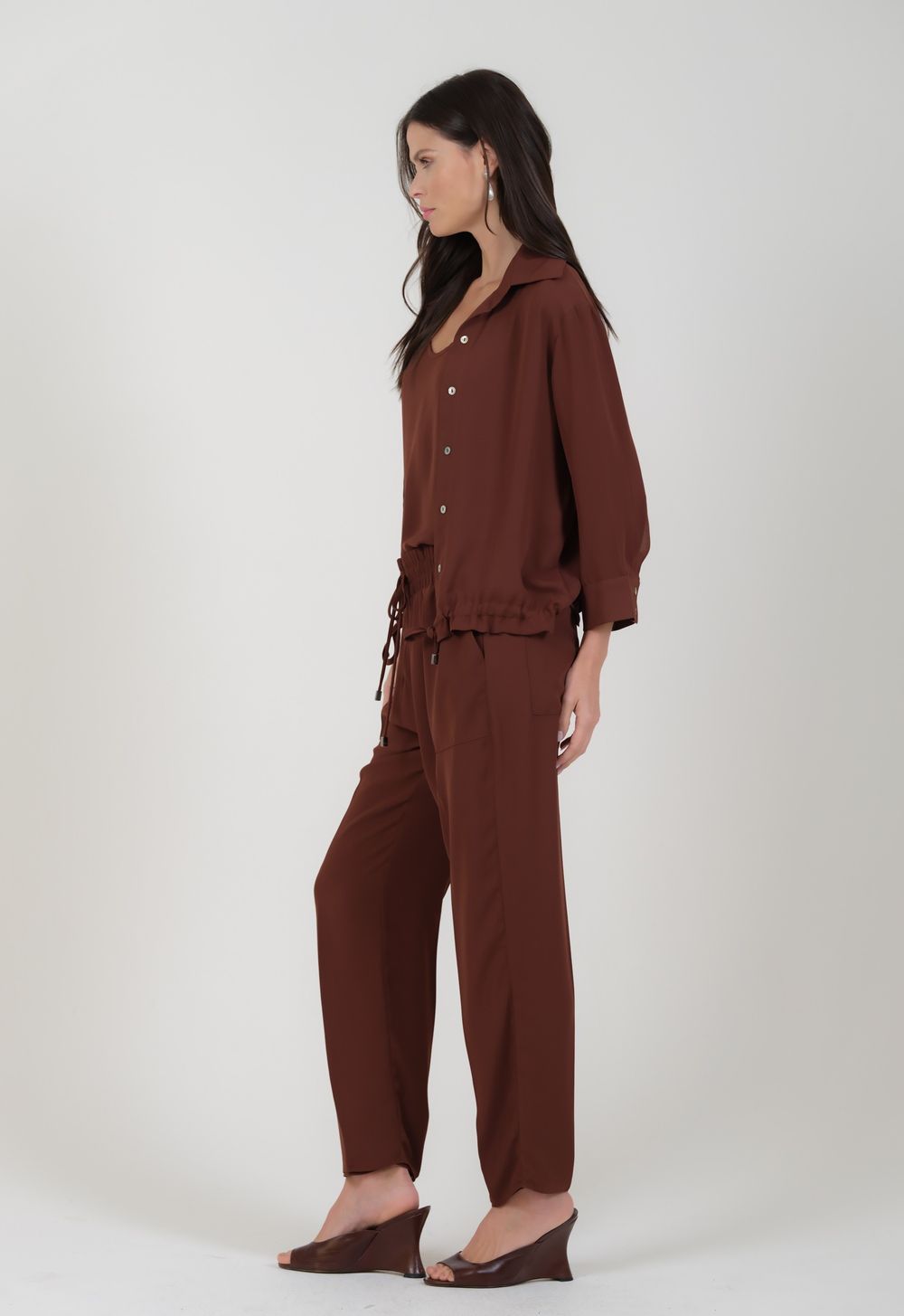 Calça Crepe Marrom Gabriela