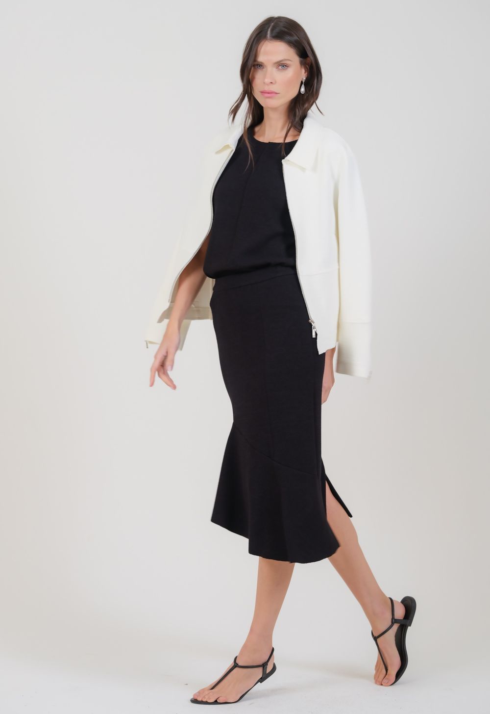 Saia Midi Boucle Preto Marisa