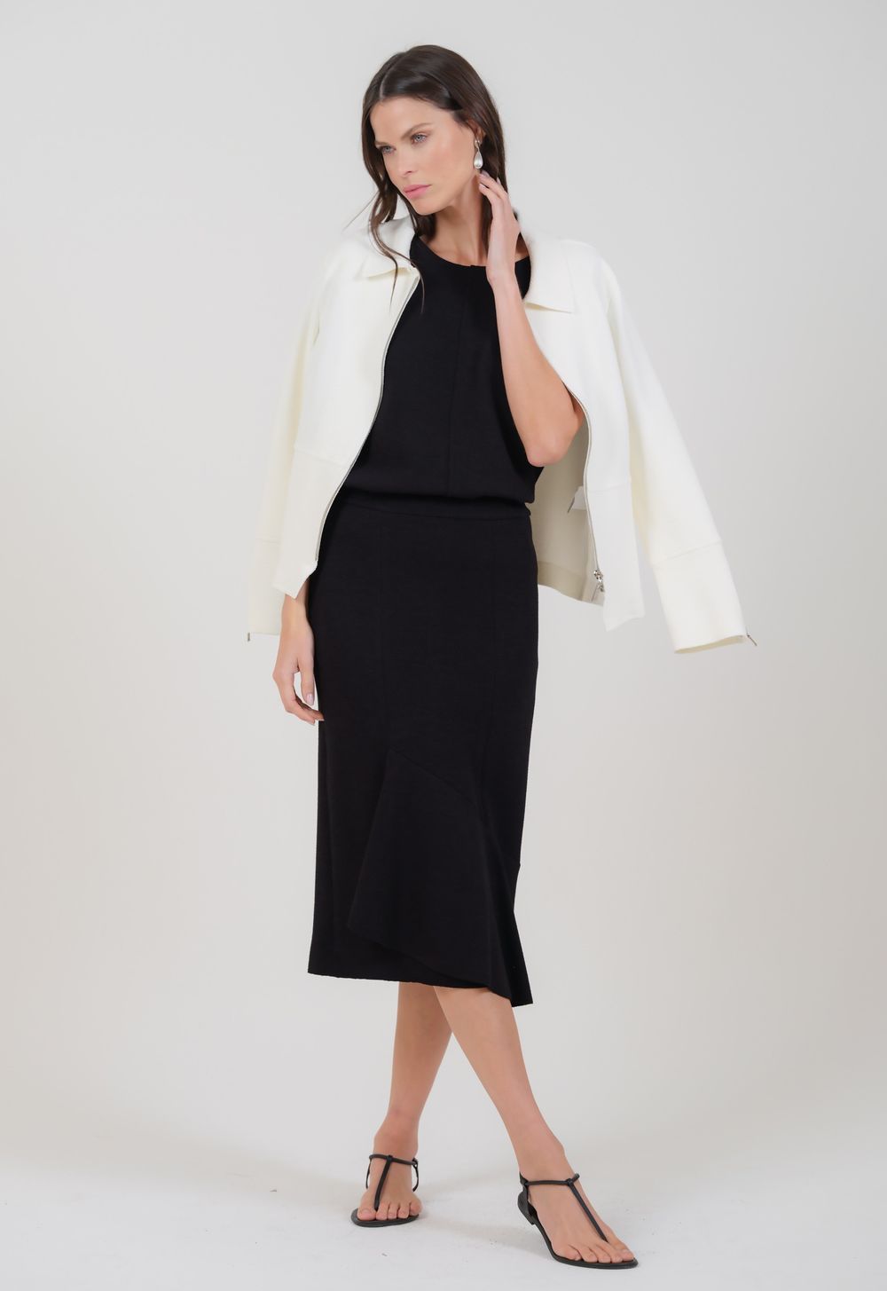 Saia Midi Boucle Preto Marisa