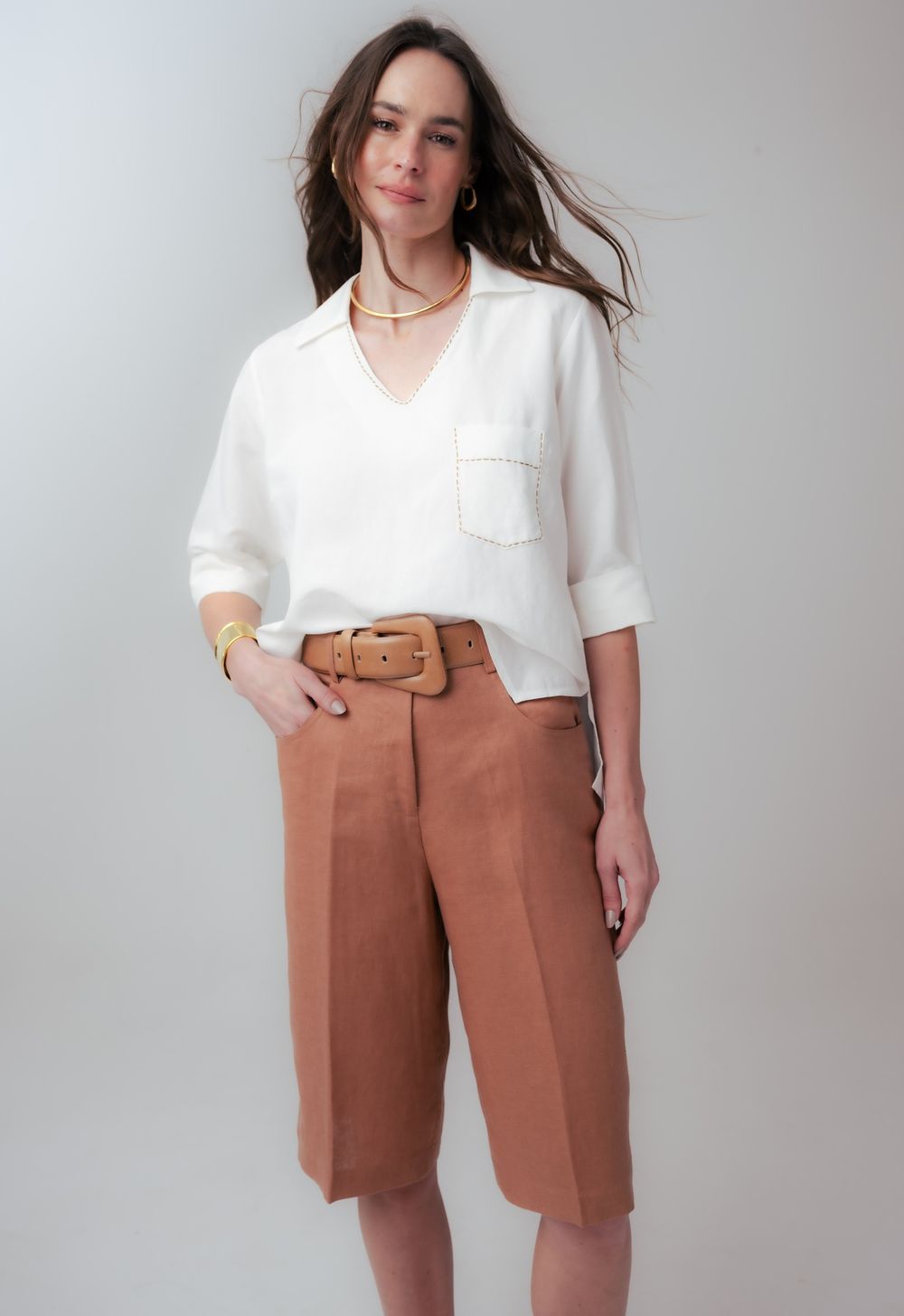 Blusa Linho Off White Marilia