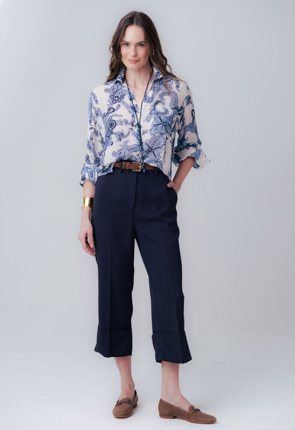 Calça Cropped Crepe Patou Roberta Marinho