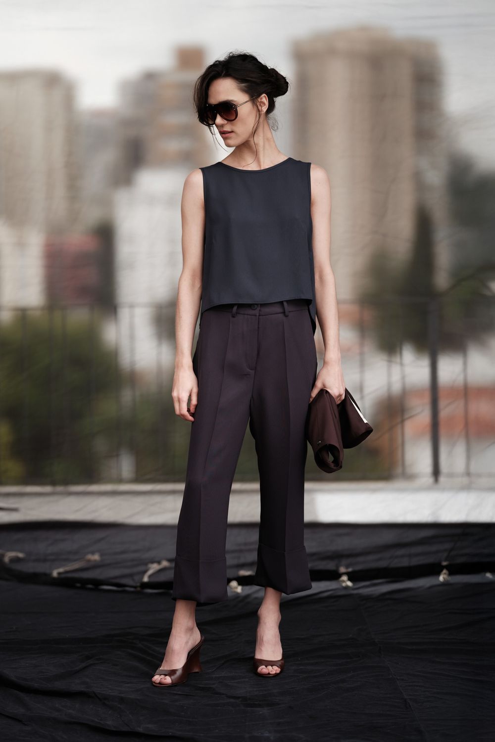 Calça Cropped Crepe Patou Roberta Marinho
