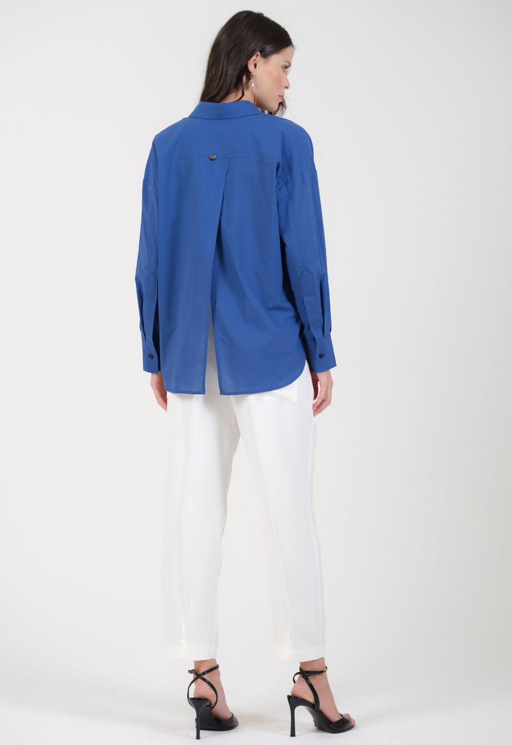 Camisa em Tricoline Azul Sandra