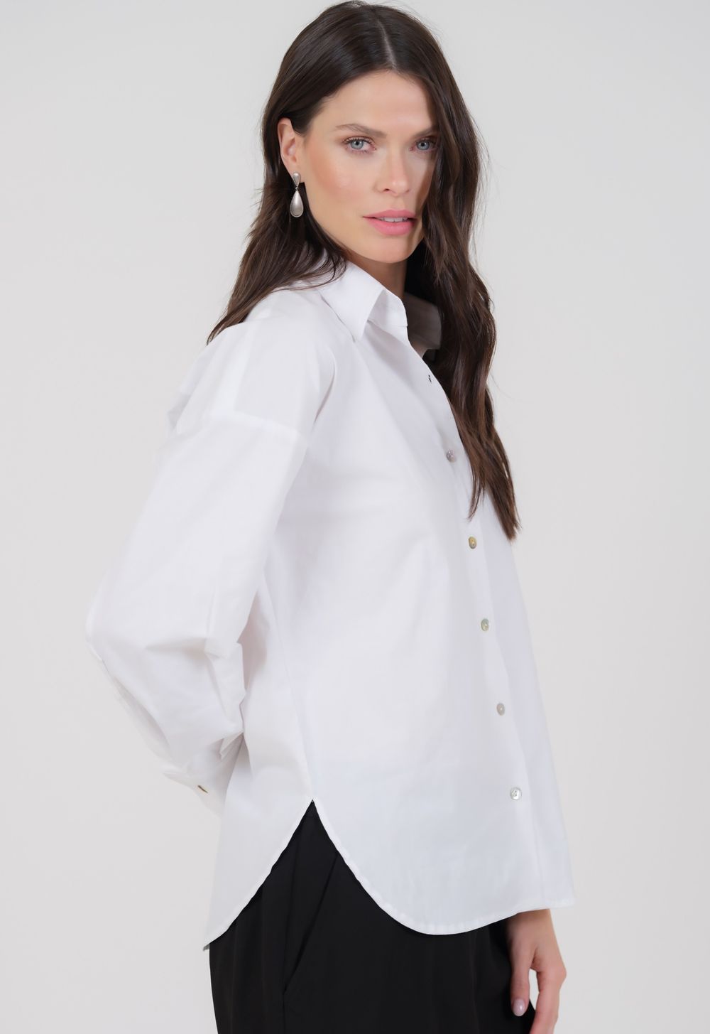 Camisa Tricoline Branco Sandra