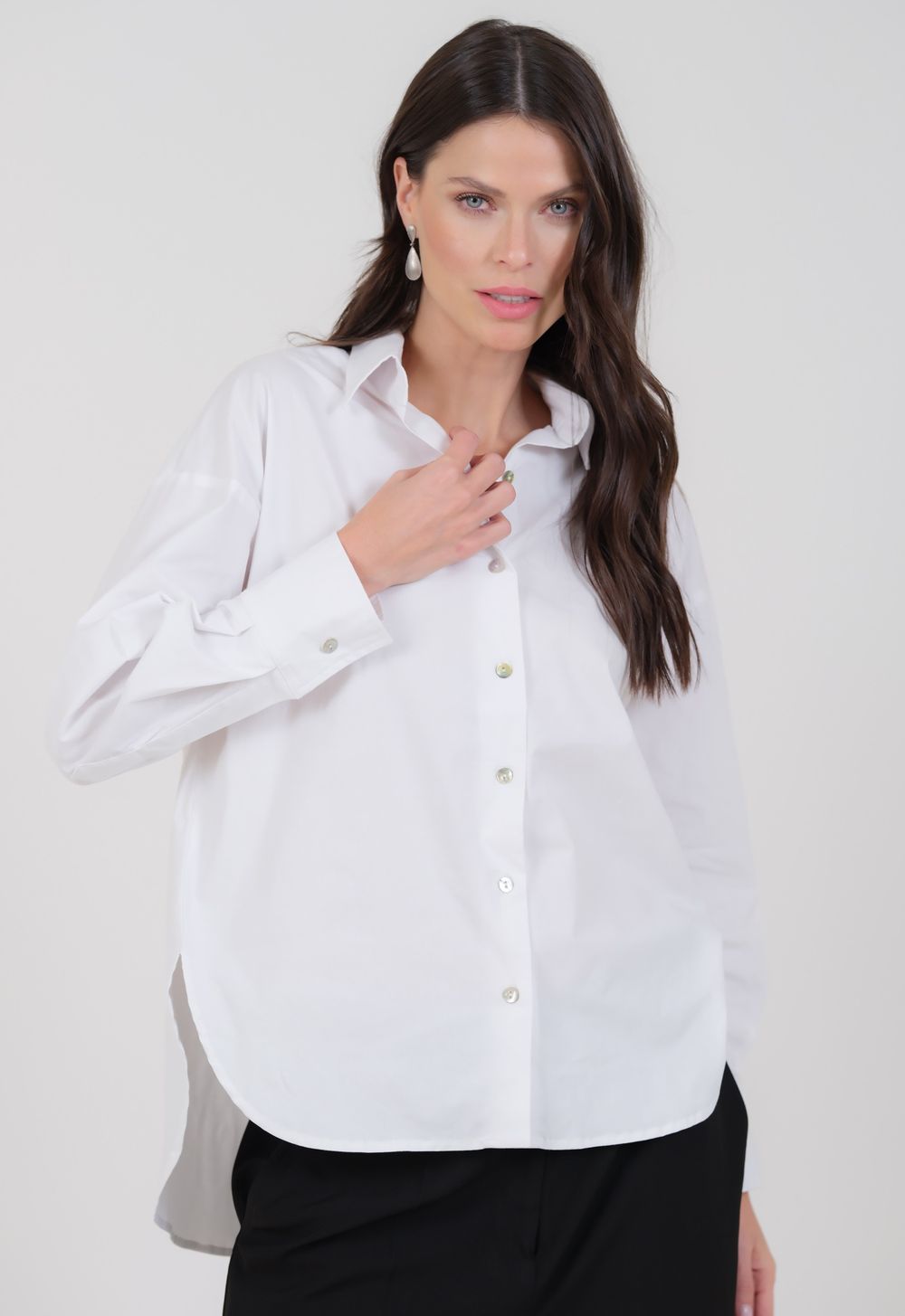 Camisa Tricoline Branco Sandra