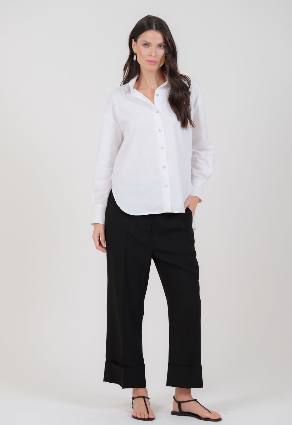 Calça Cropped Crepe Patou Preto Roberta