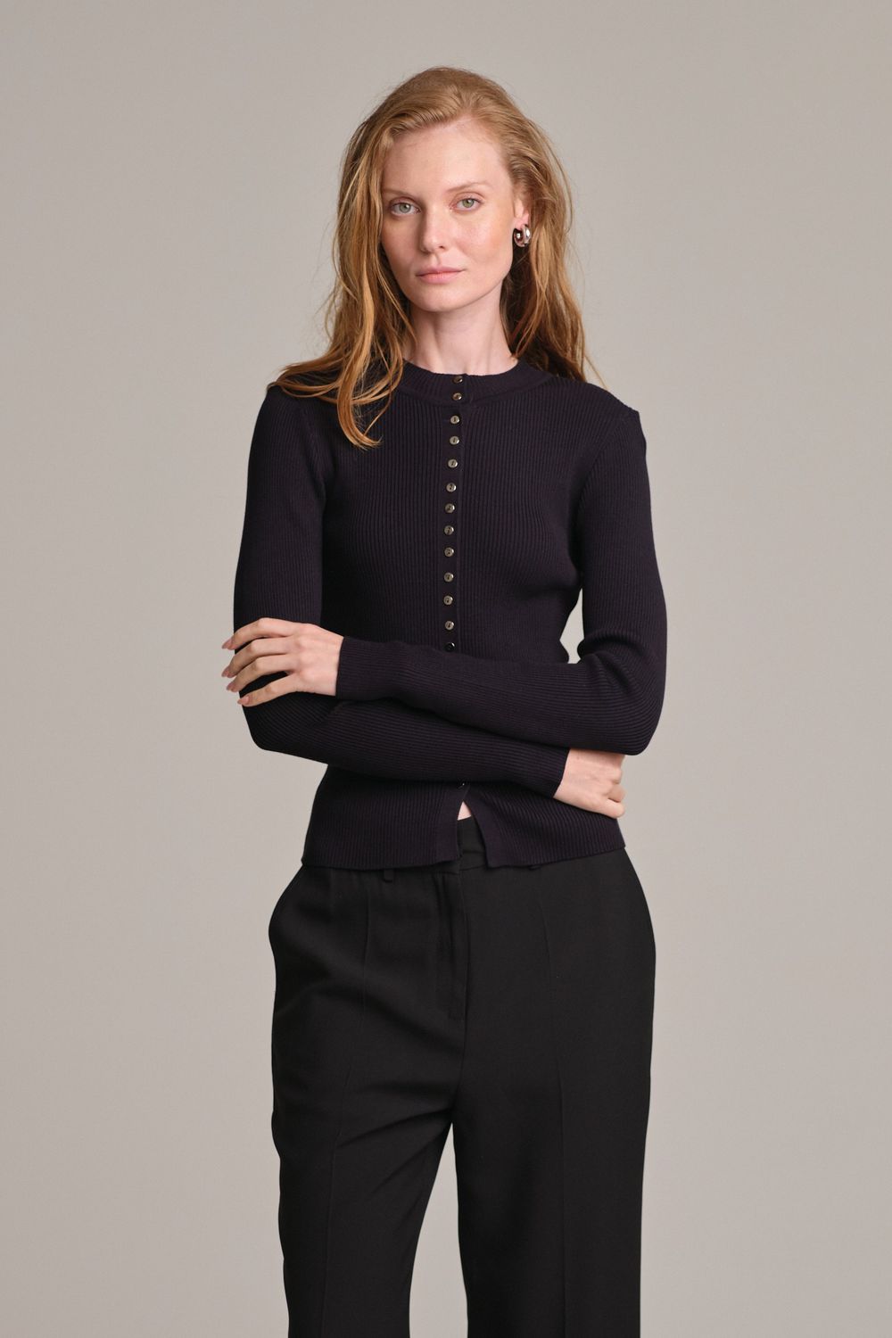 Cardigan Com Botões Preto Lisa