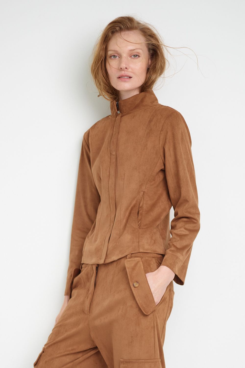 Jaqueta Suede Camel Antonia