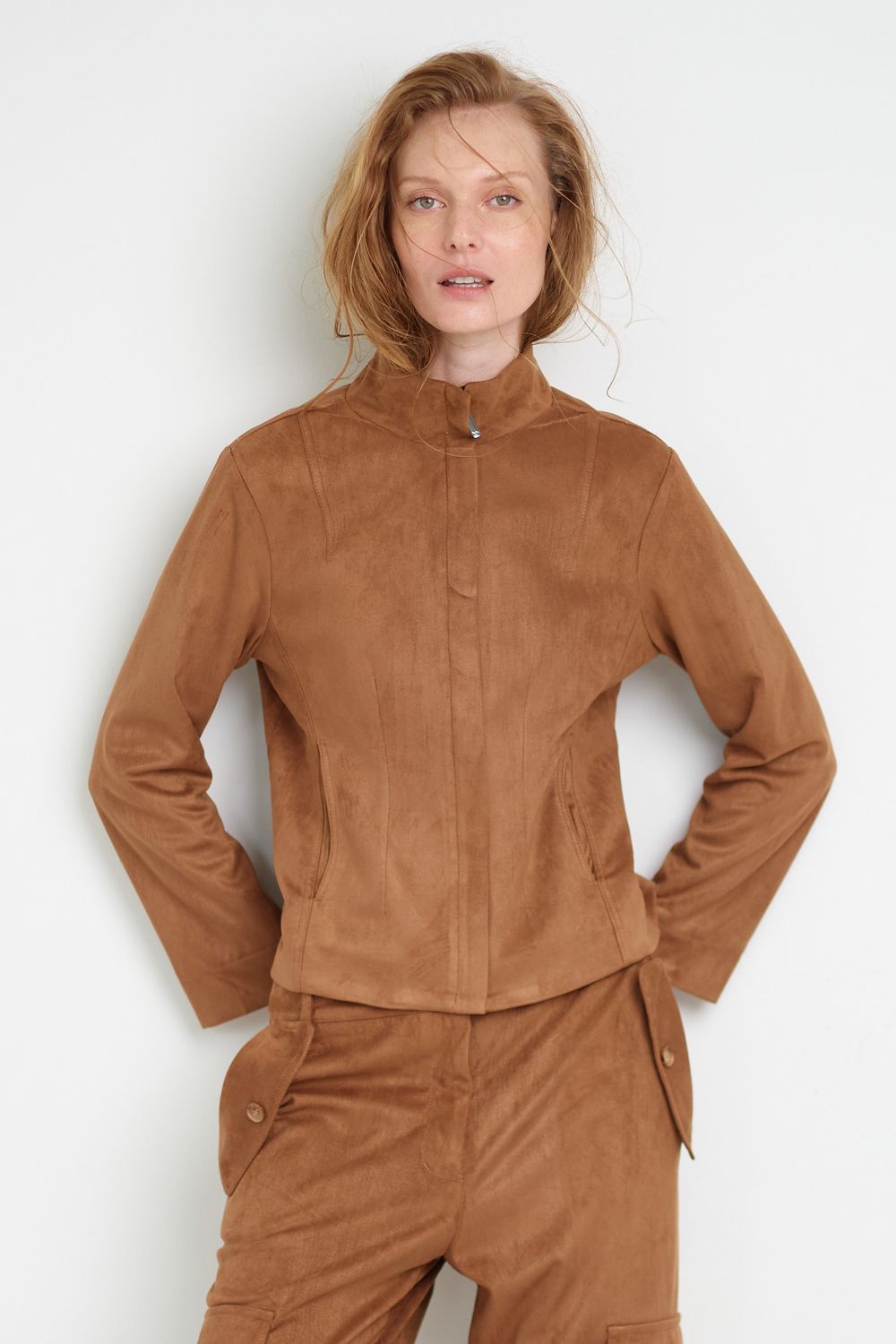 Jaqueta Suede Camel Antonia