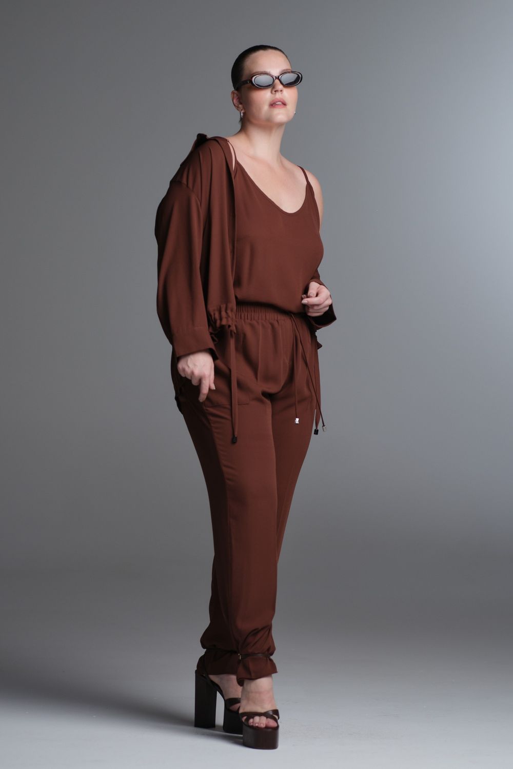 Calça Crepe Marrom Gabriela