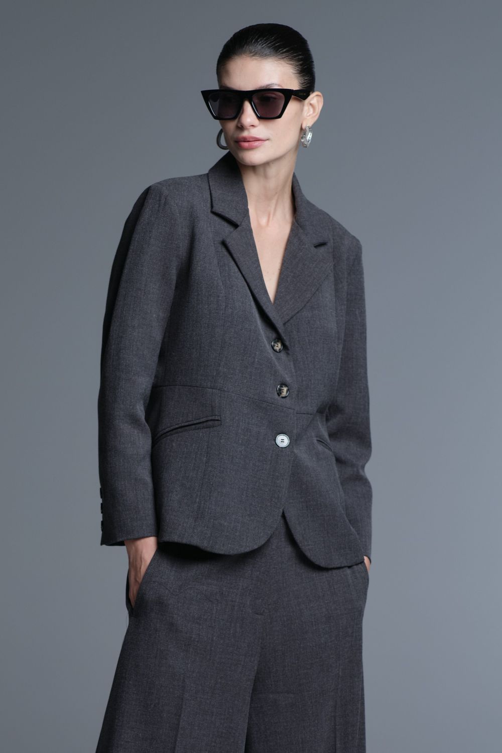 Blazer Alfaiataria Chumbo Mescla Nina CB