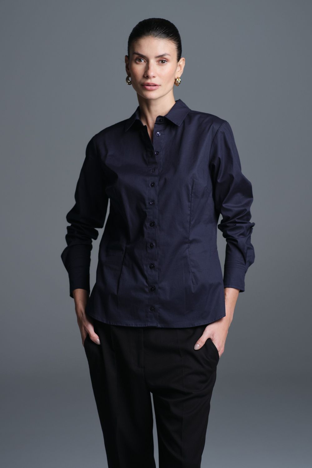 Camisa Tricoline Marinho Isabel CB
