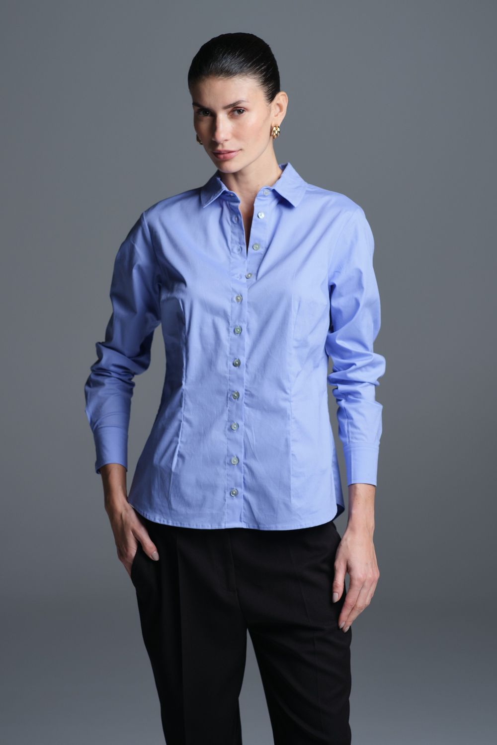 Camisa Tricoline Azul Isabel CB