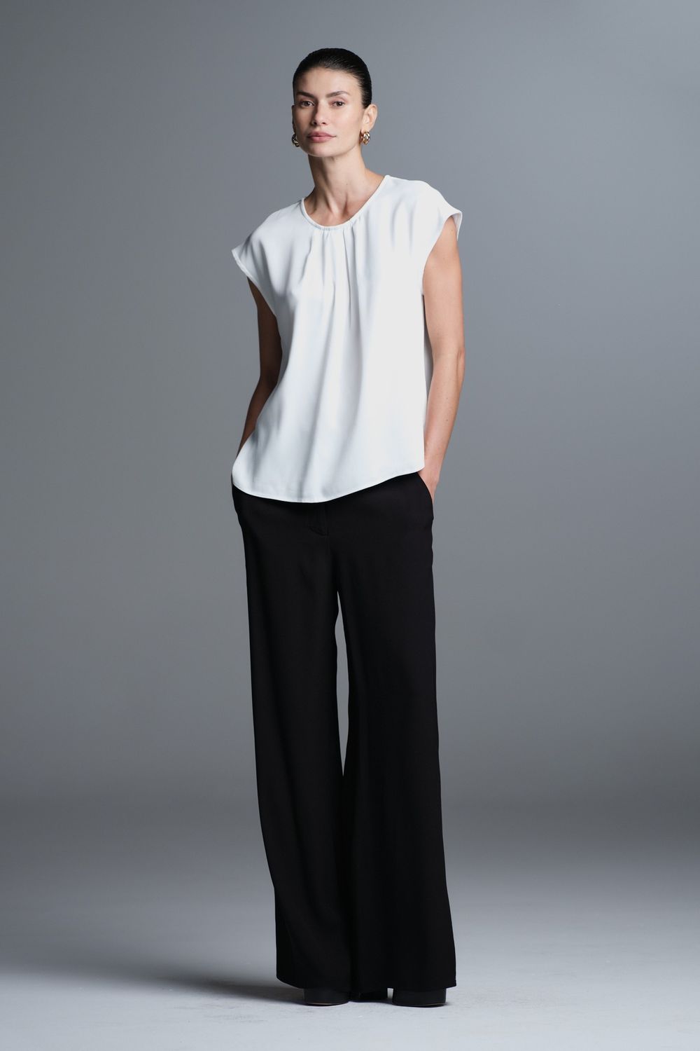 Blusa Crepe Off White Veronica CB