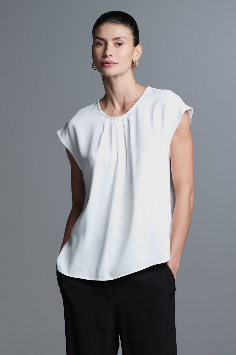 Blusa Crepe Off White Veronica CB