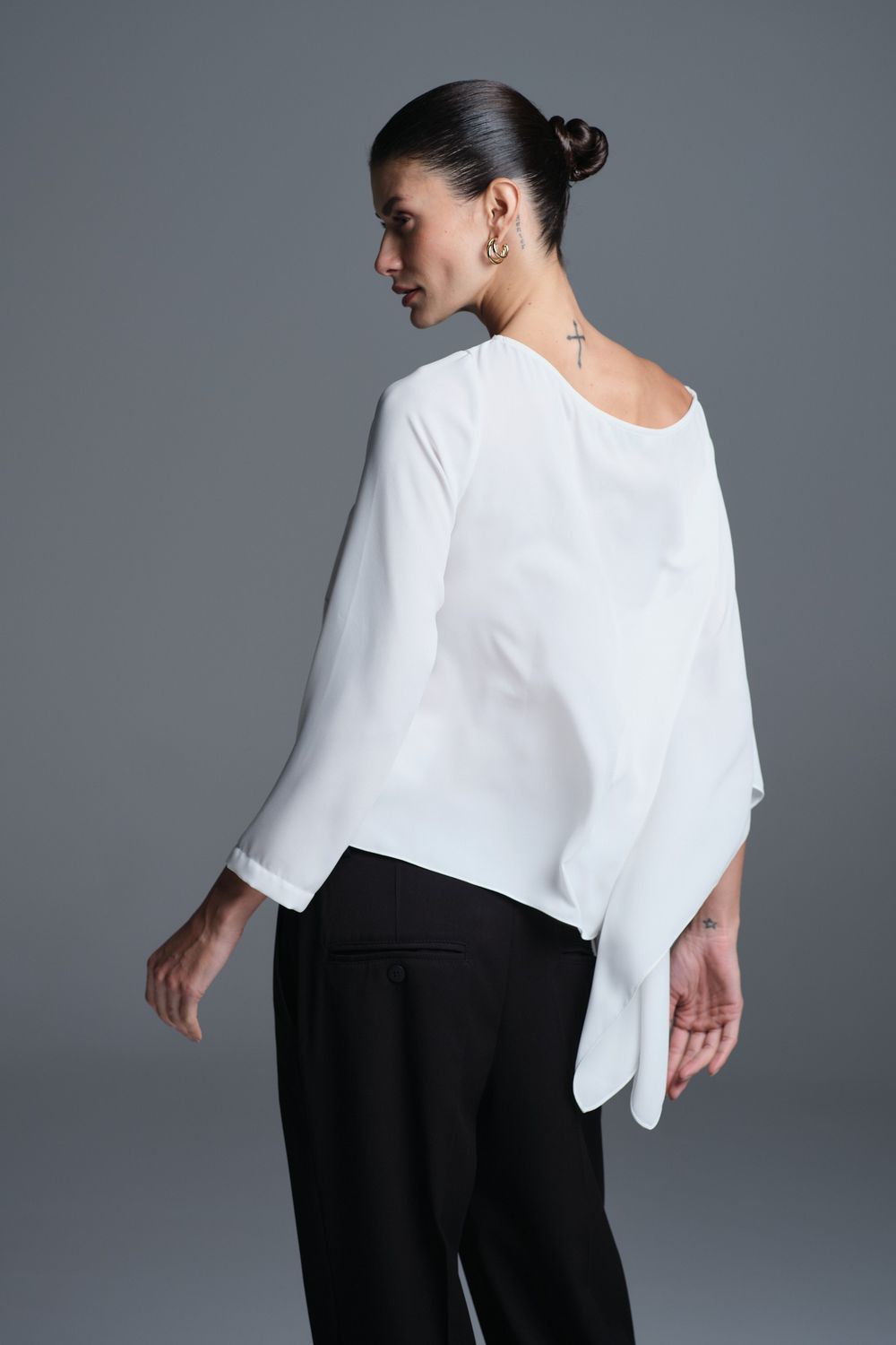 Blusa Crepe Ampla Off White Leticia