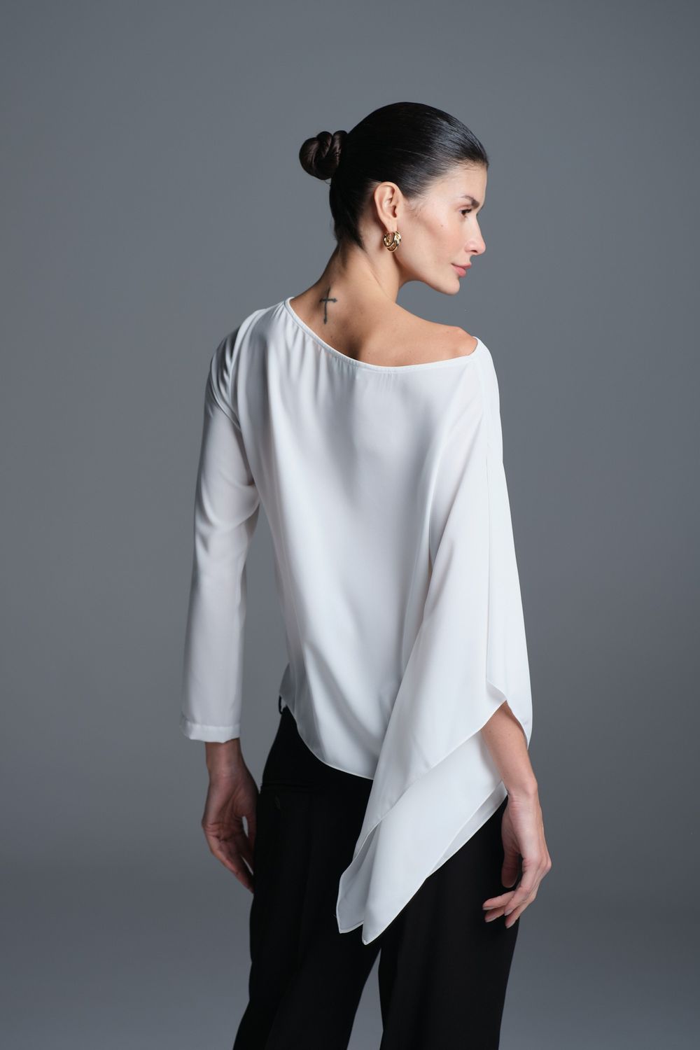 Blusa Crepe Ampla Off White Leticia