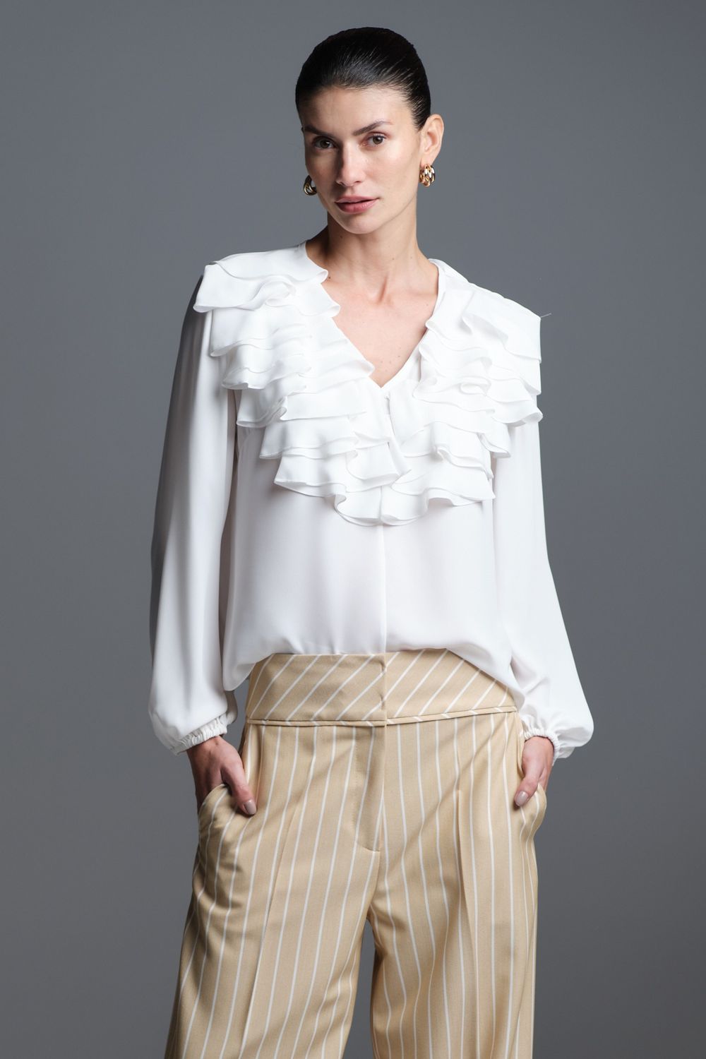 Blusa Crepe Off White Maria