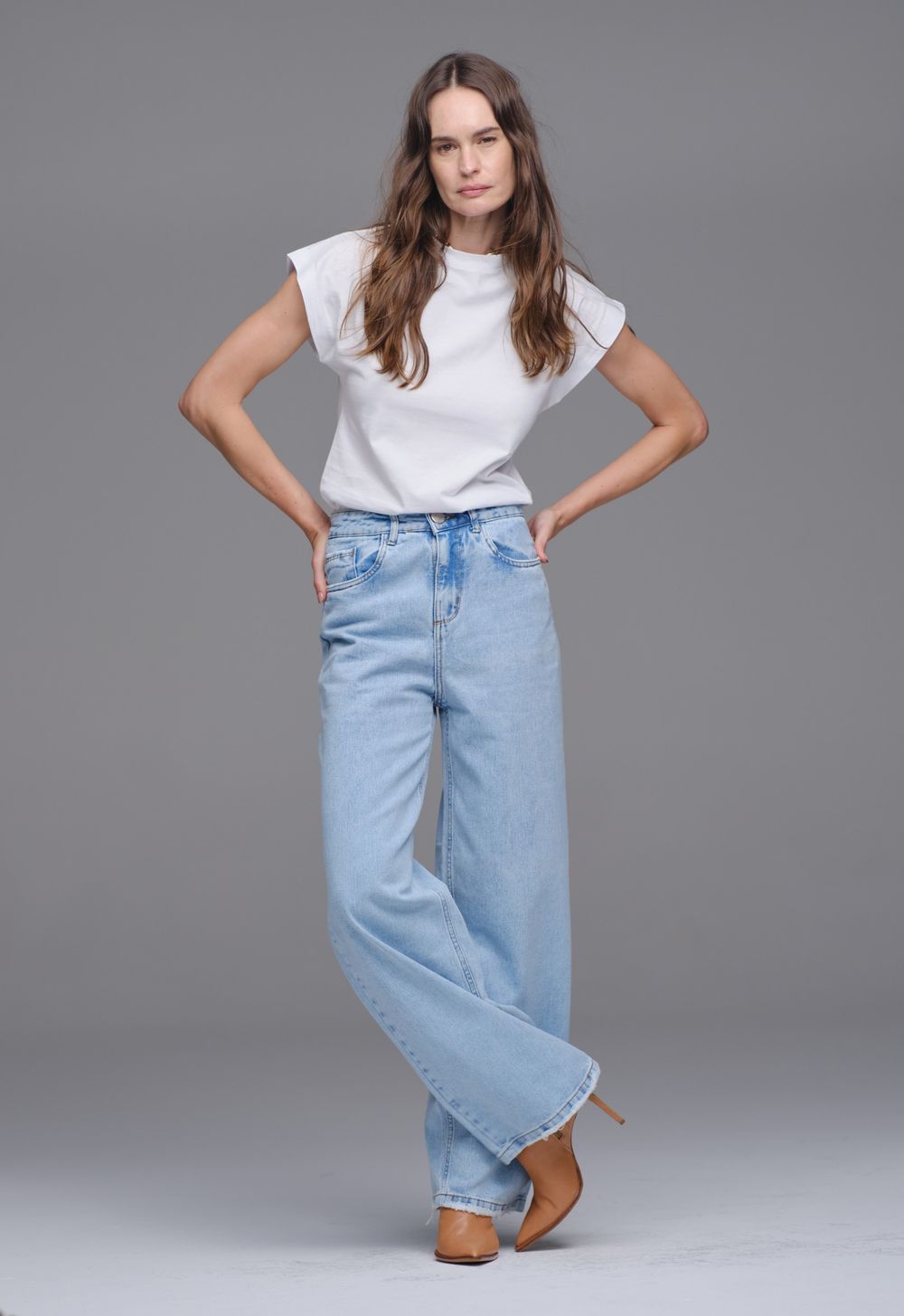 Calça Ampla Jeans Milena 