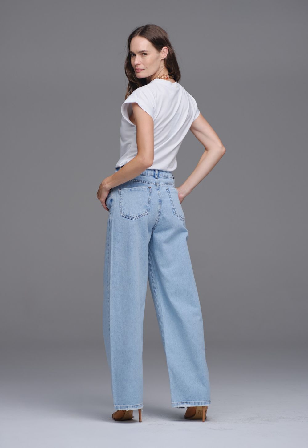 Calça Ampla Jeans Milena 