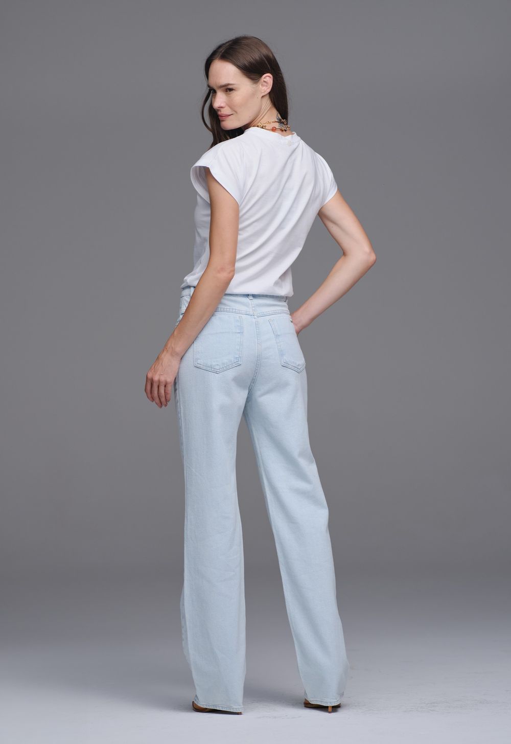 Calça Reta Jeans Claro Mirian 