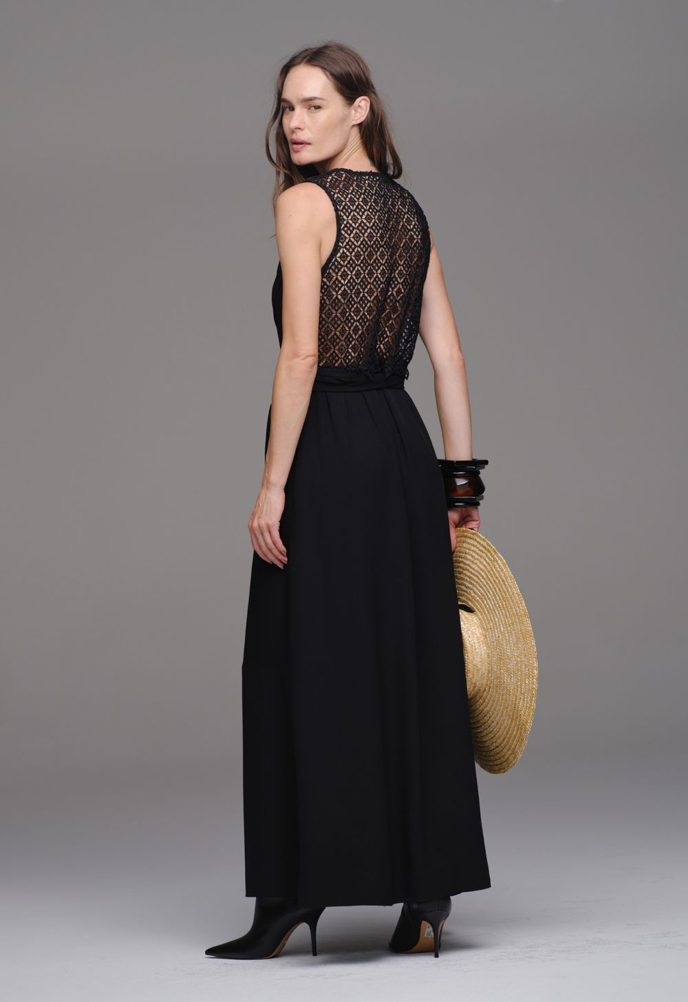 Vestido Viscose Com Renda Preto Mônica
