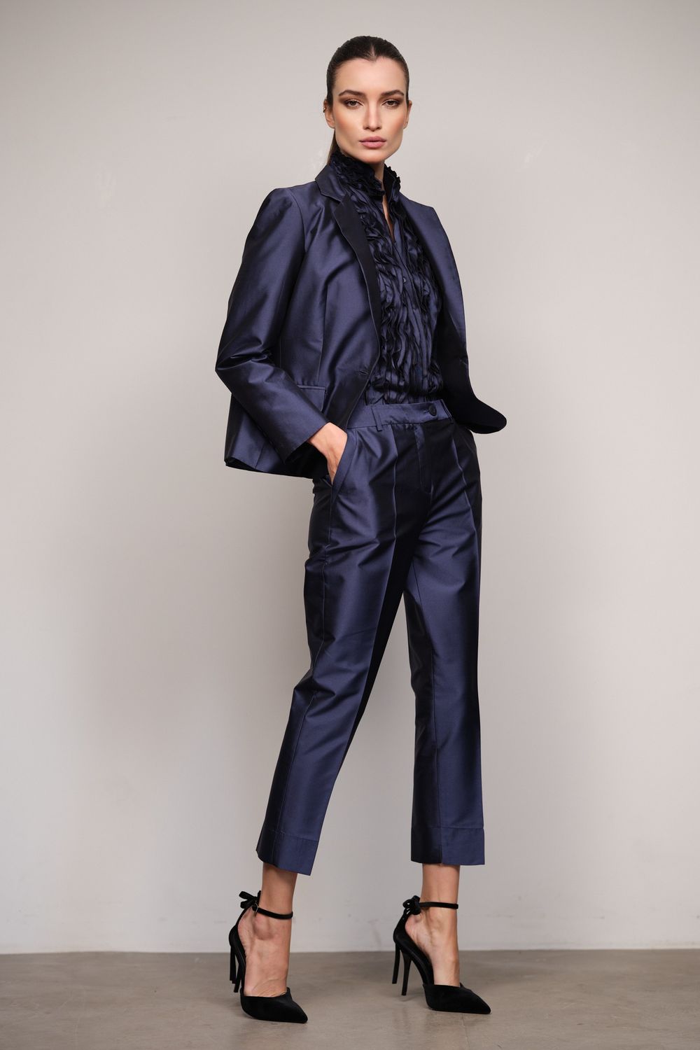 Blazer Tafetá Marinho Dominique CB