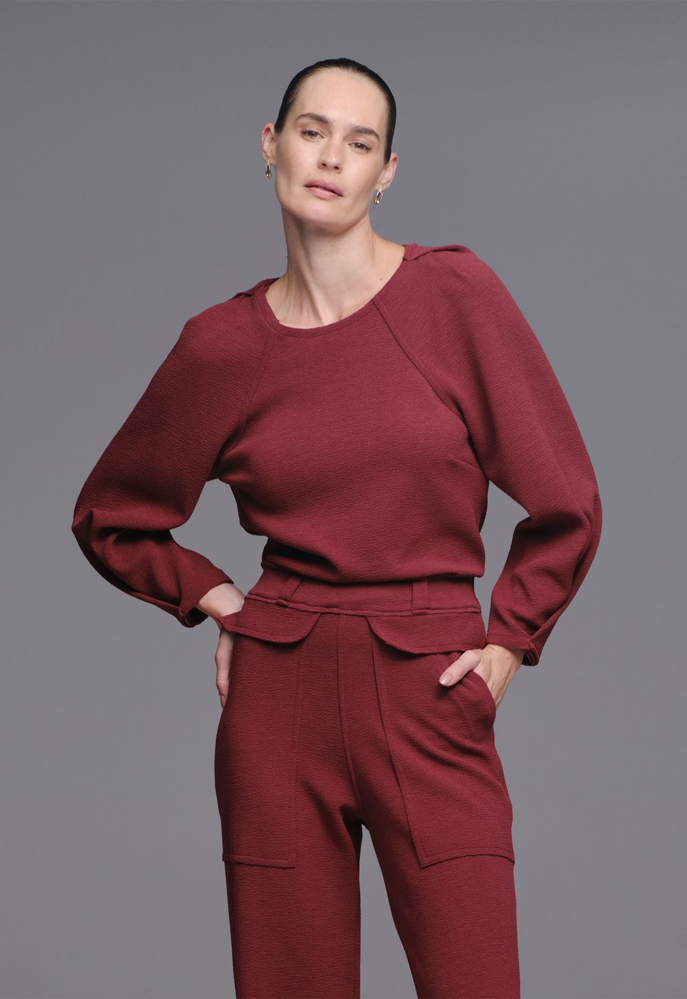 Blusa Malha Boucle Vinho Wchy