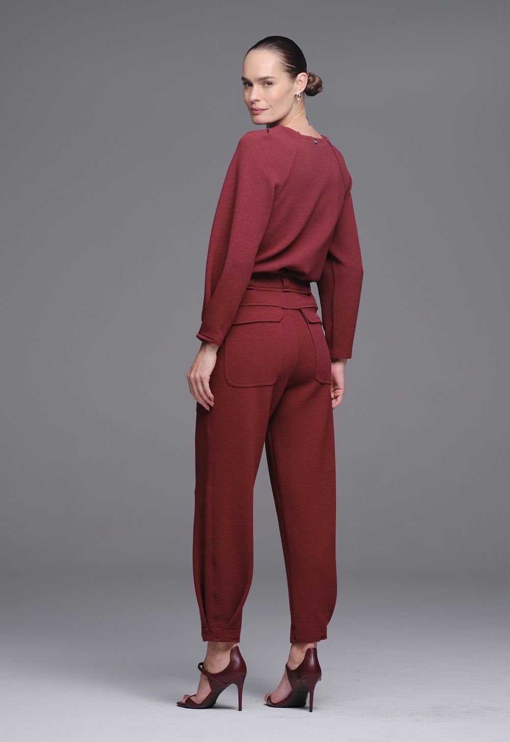 Blusa Malha Boucle Vinho Wchy