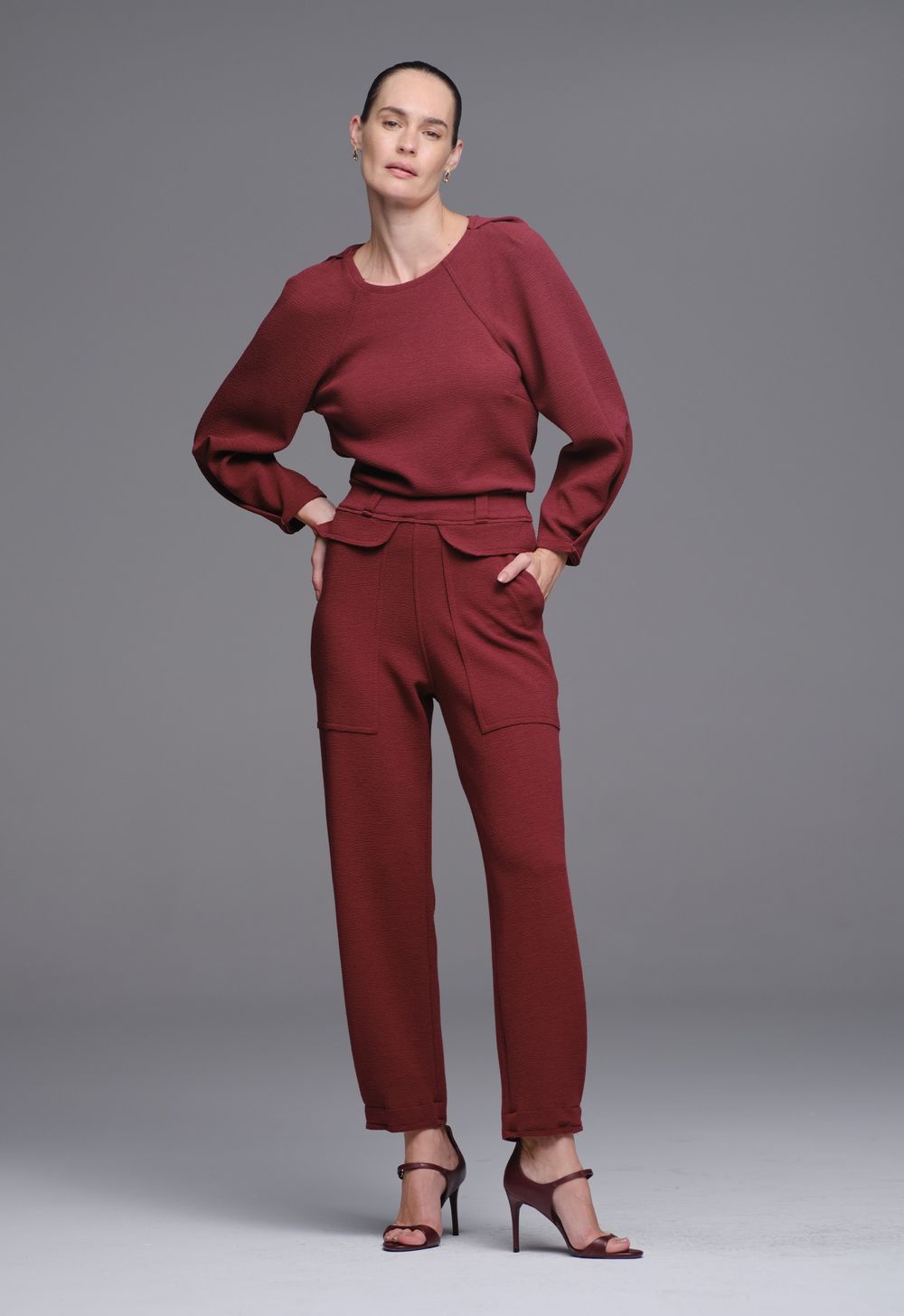 Blusa Malha Boucle Vinho Wchy