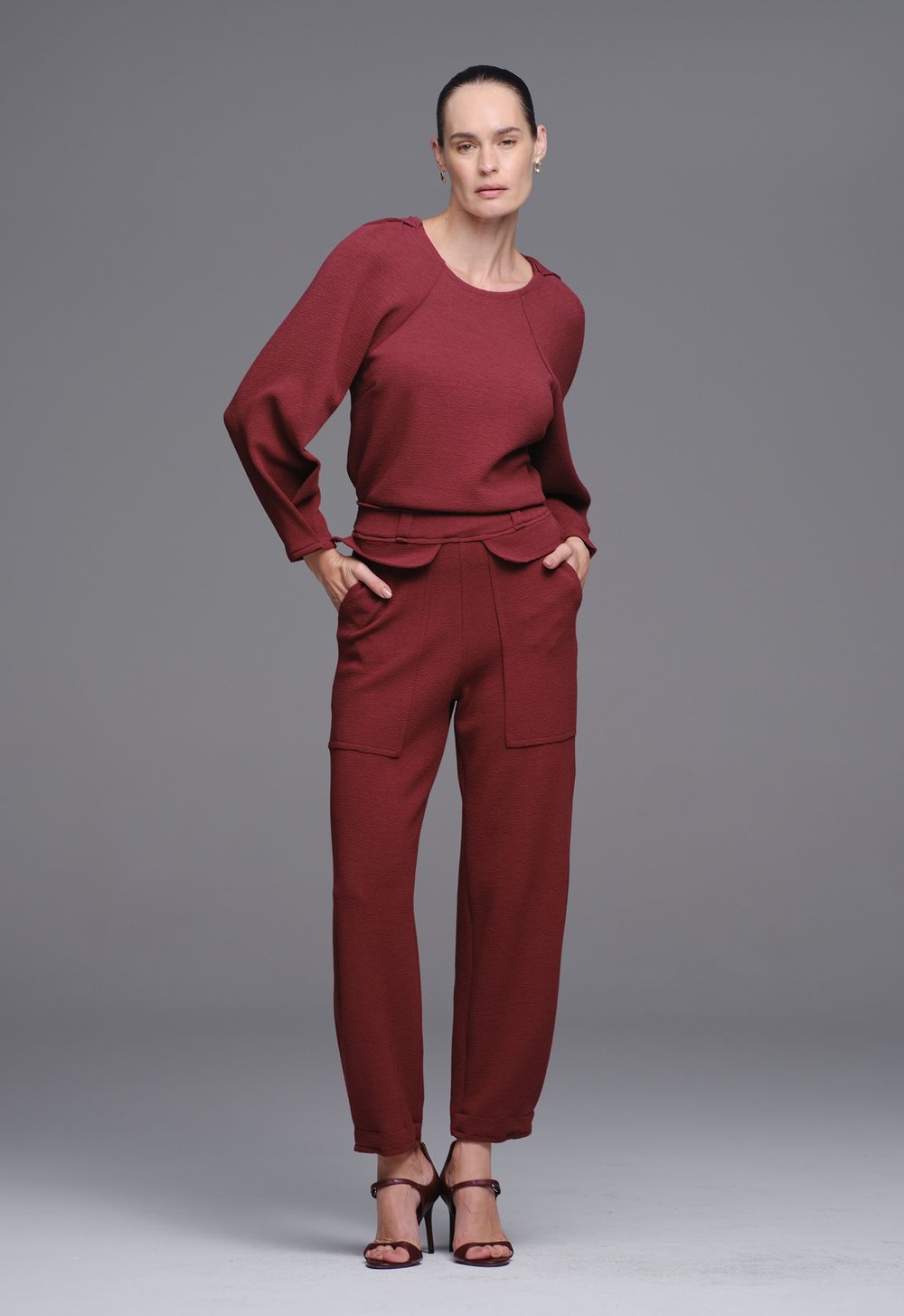 Blusa Malha Boucle Vinho Wchy