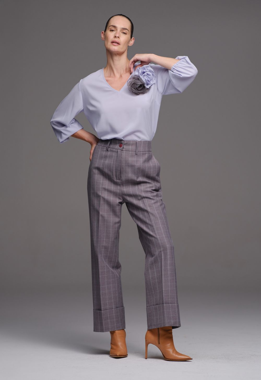 Calça Reta Príncipe de Gales Stella 